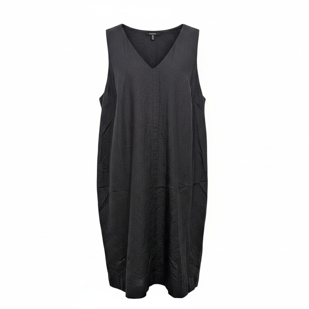 Ophelia Roe Dress Black Linen Blend V-Neck Sleeveless Shift -‎ 3X